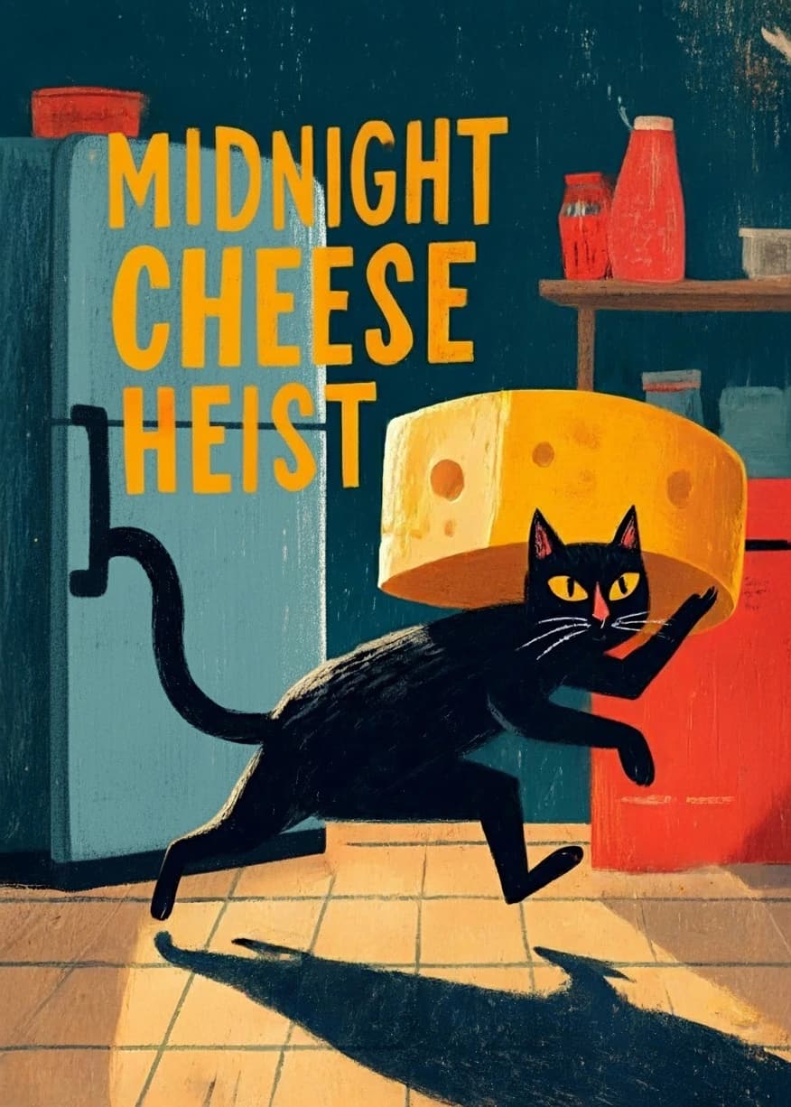 Midnight Cheese Heist black cat print