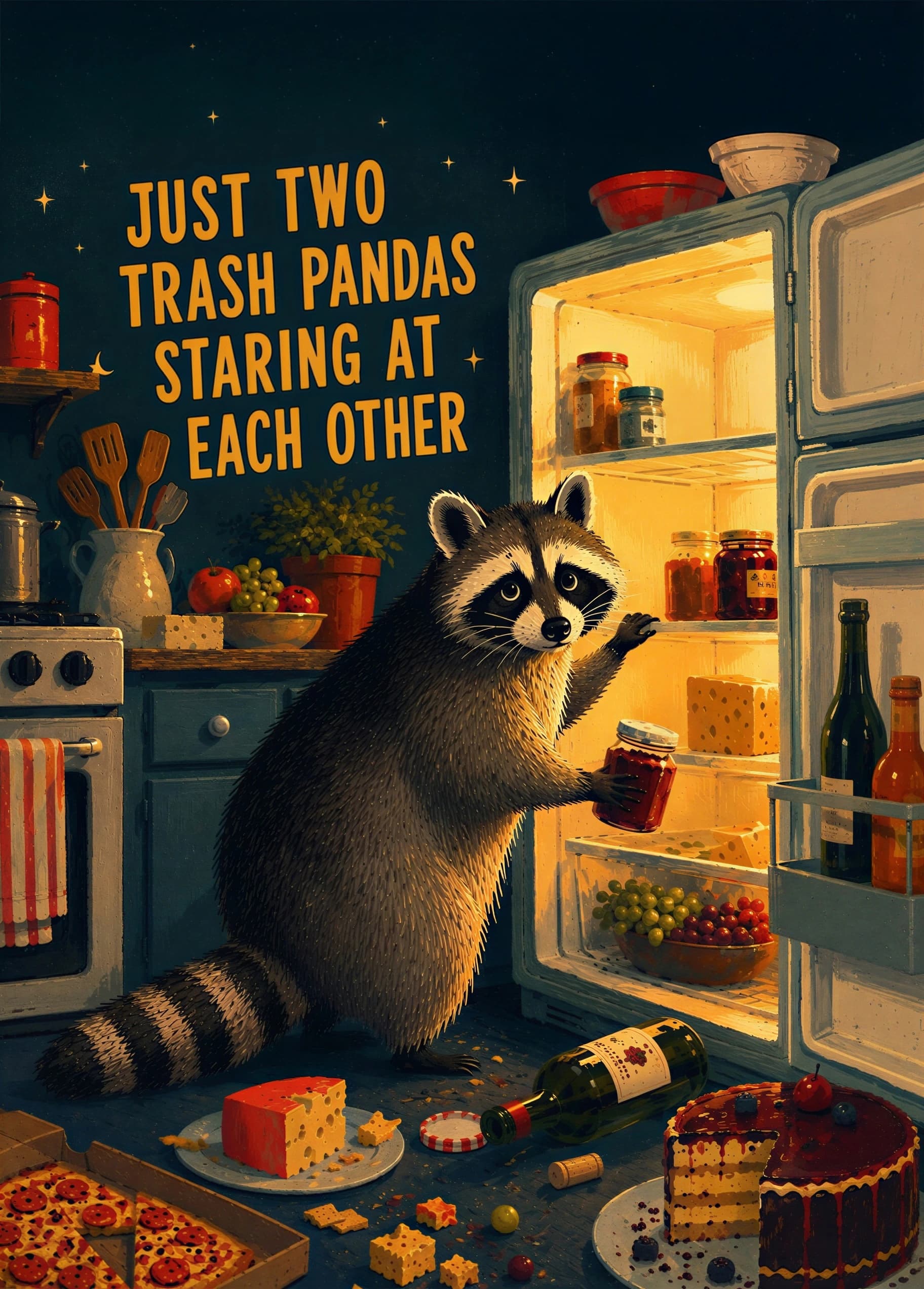 Just Two Trash Pandas Staring At Each Other raccoon print